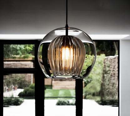 Glazen hanglamp ClearLuxe - vintage hanglampen woonkamer - bolvormige lamp