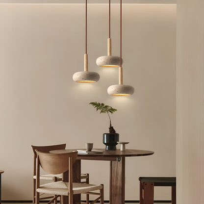 Travertin hanglamp crème - rond licht plafond - retro hanglamp