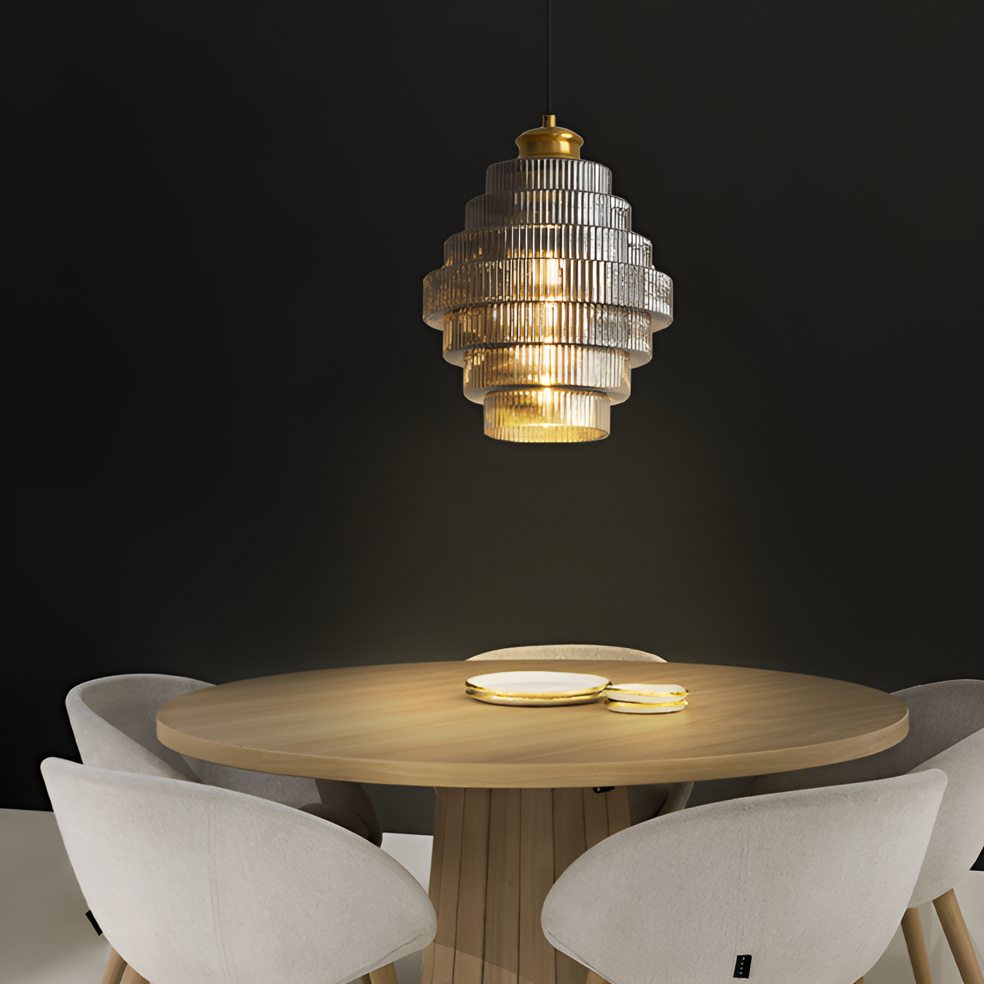 Curve - archaïsche kroonluchter met trapsgewijs ontwerp