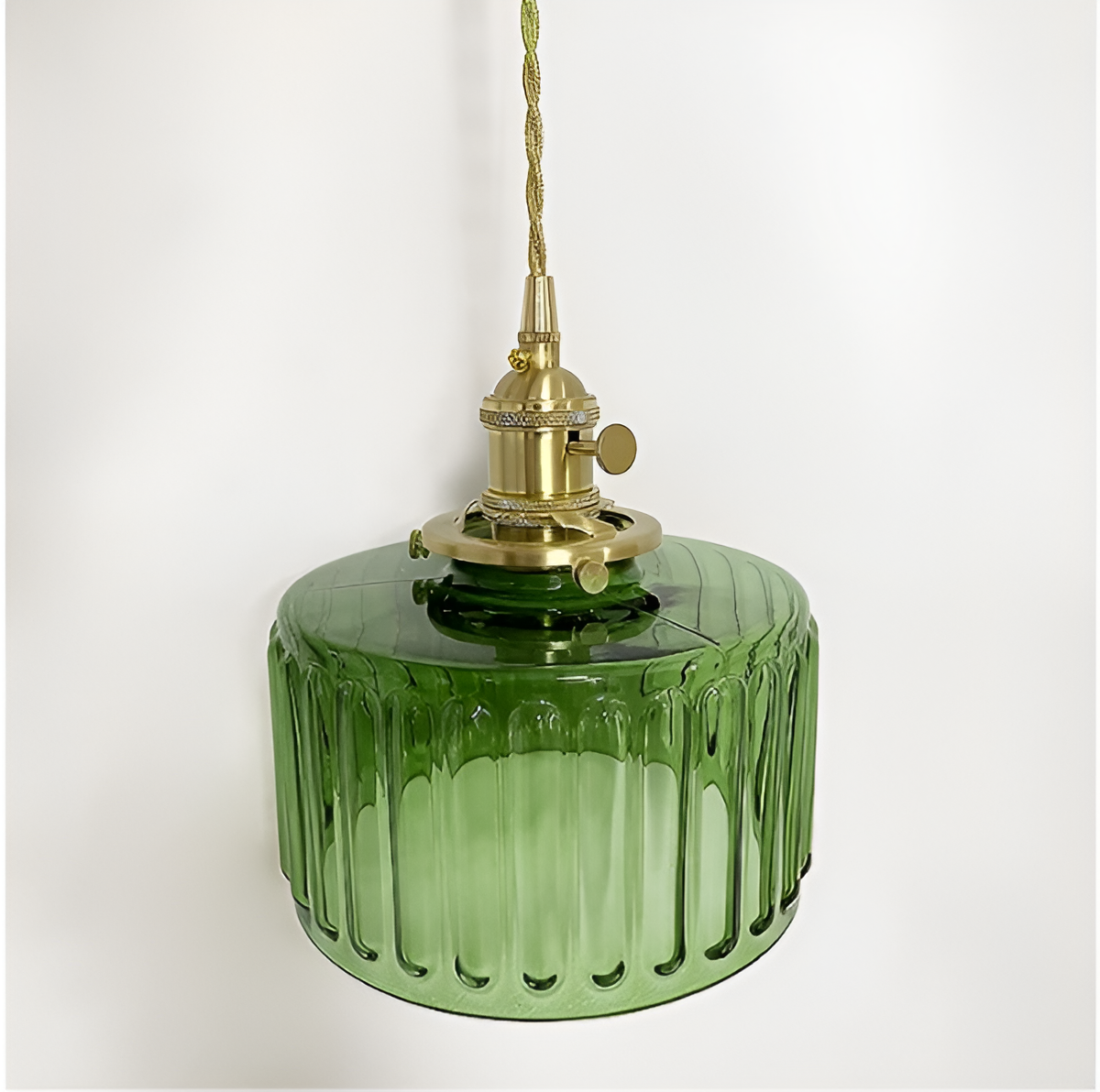GlamourGlazen hanglamp - vintage groene hanglamp - cilindrische lamp
