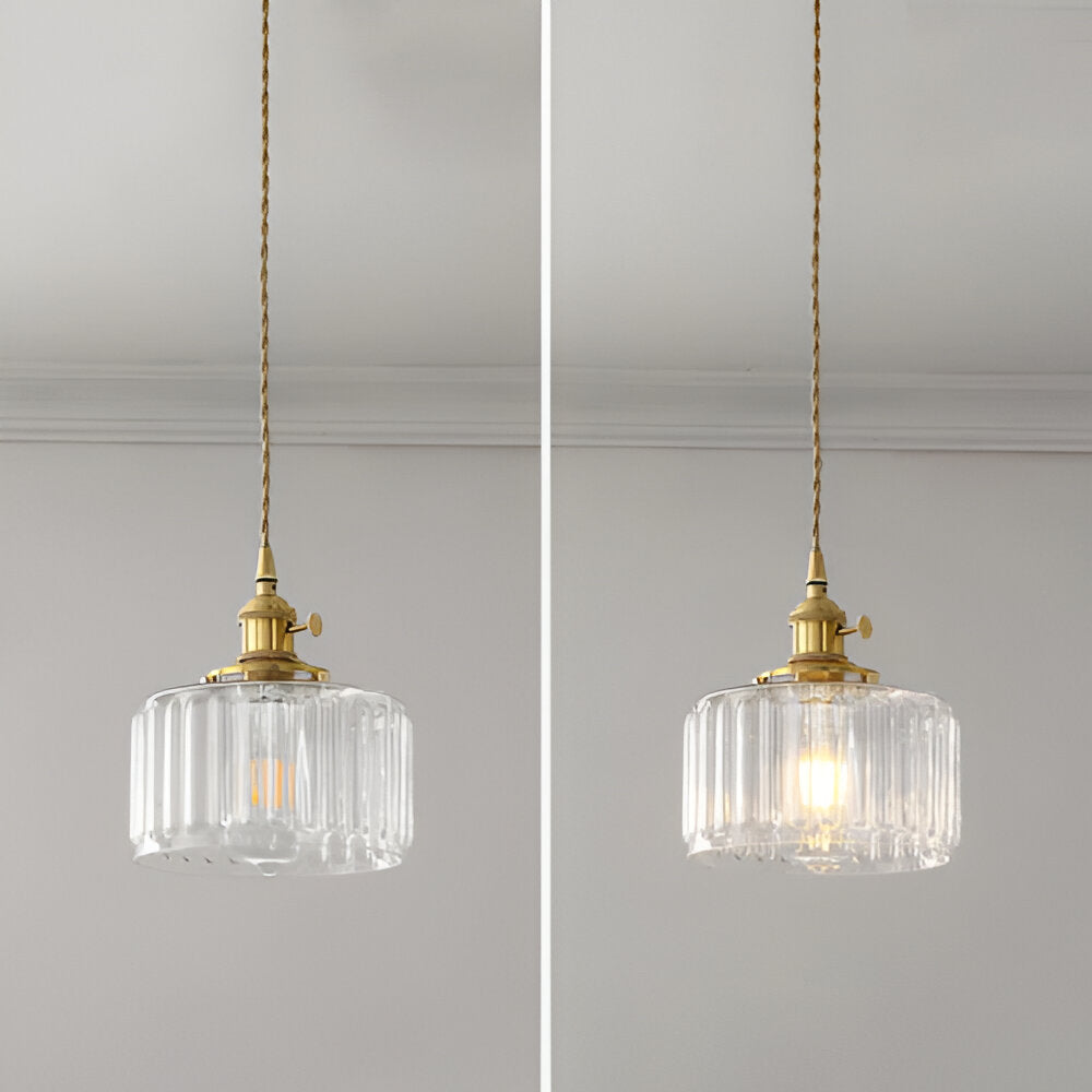 GlamourGlazen hanglamp - vintage groene hanglamp - cilindrische lamp