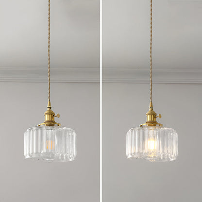 GlamourGlazen hanglamp - vintage groene hanglamp - cilindrische lamp