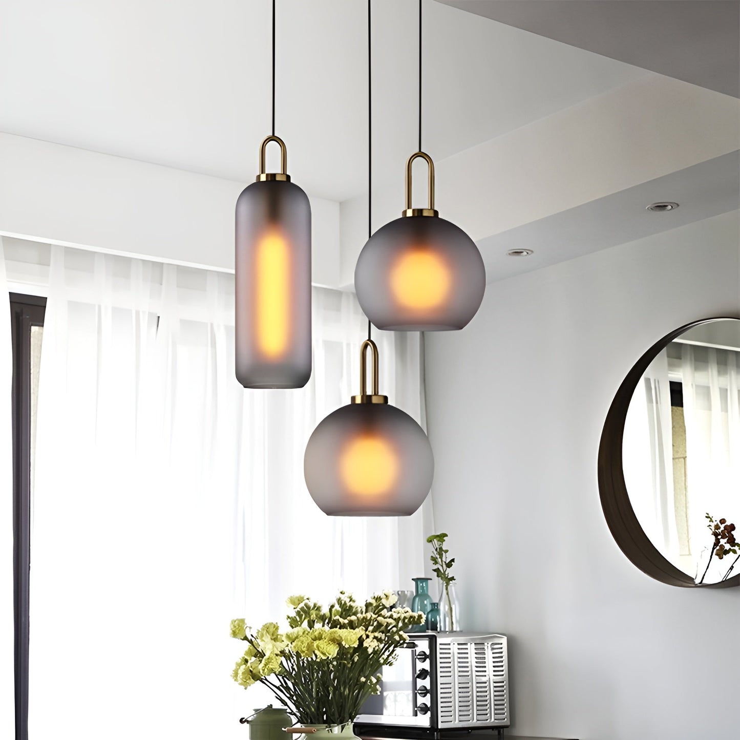 GlassGleam hanglamp - enkelzijdige vintage glazen bol
