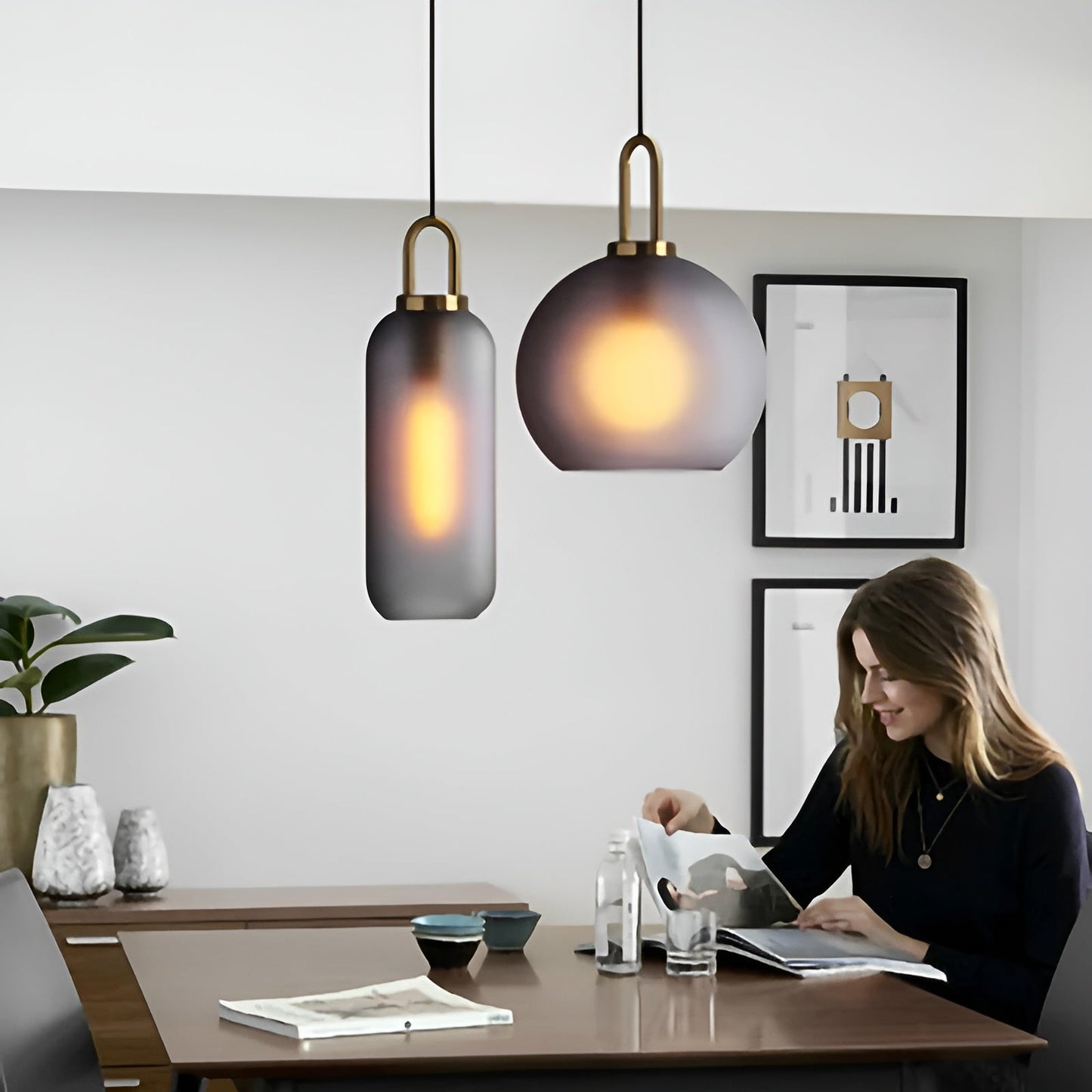 GlassGleam hanglamp - enkelzijdige vintage glazen bol