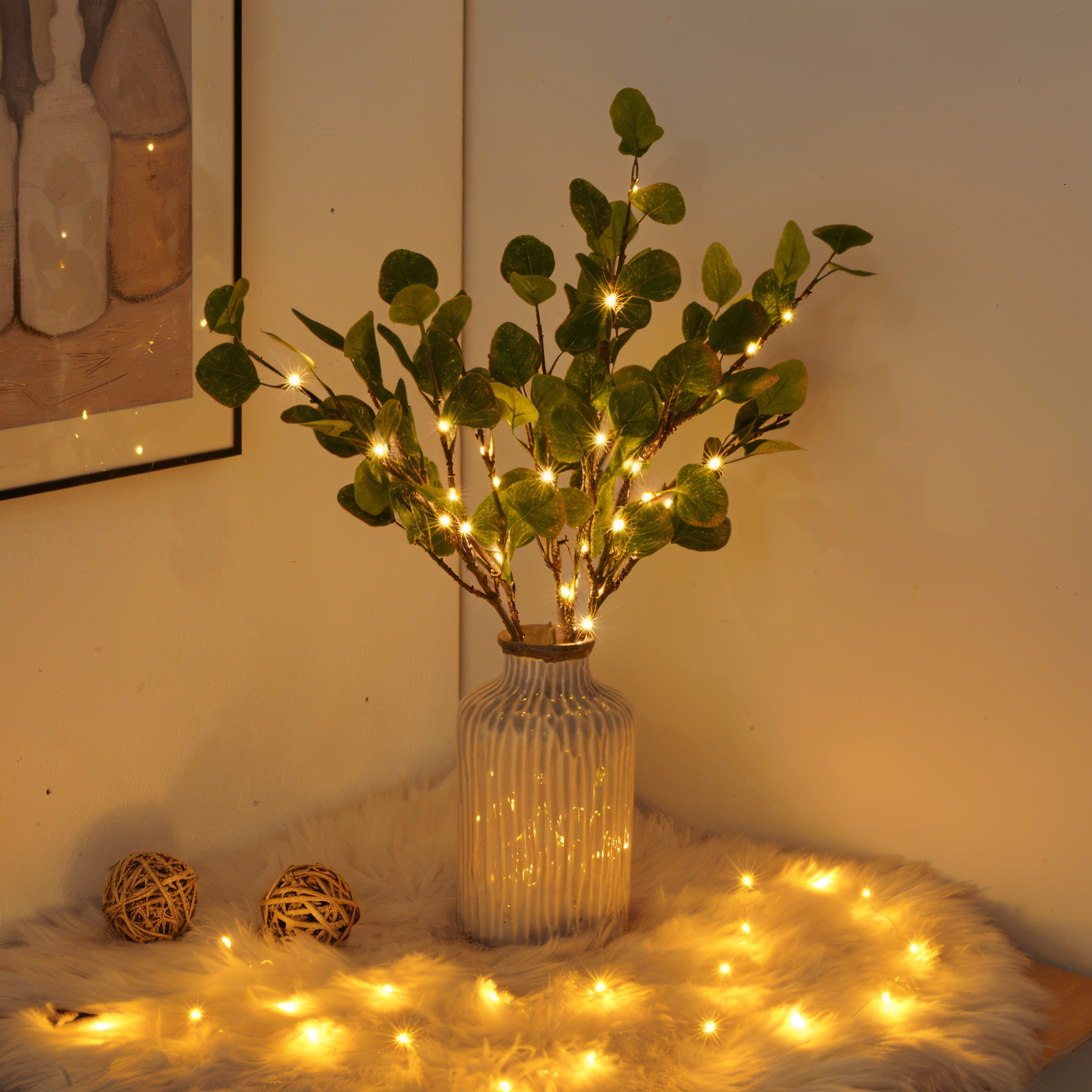 Glimmery branch lights - magische led fairy lights op batterijen - 70cm glinsterende kunsttak