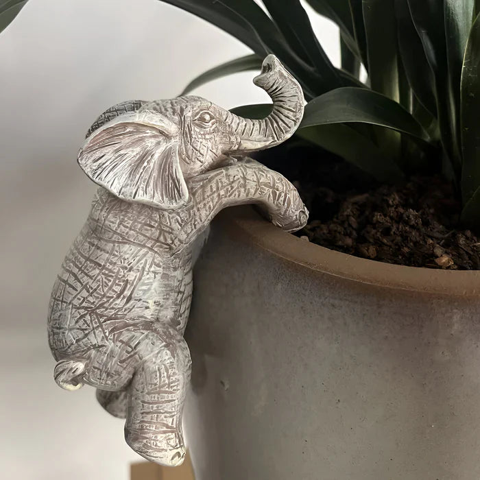 Hars olifant pothanger - bloempothanger olifant - hangende olifant decoratie