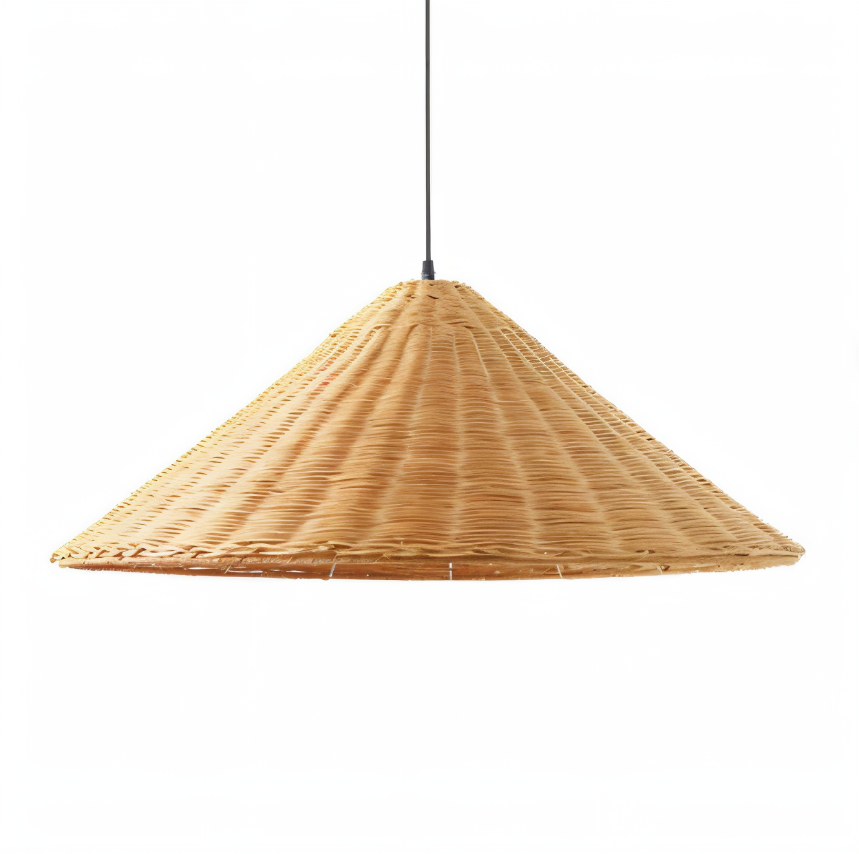 HatWicker hanglamp - hanglamp van bruin-beige kegelvormig rotan - naar beneden gericht licht