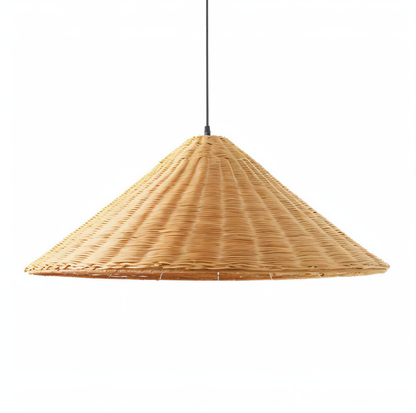 HatWicker hanglamp - hanglamp van bruin-beige kegelvormig rotan - naar beneden gericht licht
