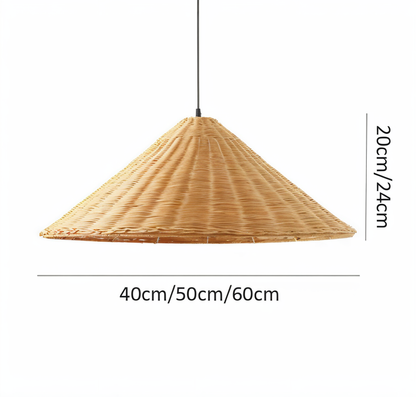 HatWicker hanglamp - hanglamp van bruin-beige kegelvormig rotan - naar beneden gericht licht