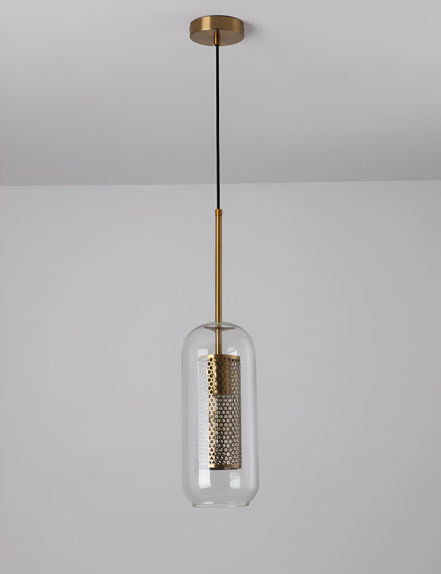HiveGlim - geometrische glazen hanglamp met honingraatmotief - vintage loft lighting