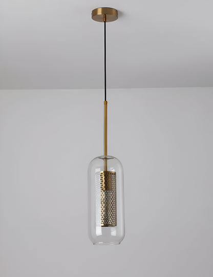 HiveGlim - geometrische glazen hanglamp met honingraatmotief - vintage loft lighting