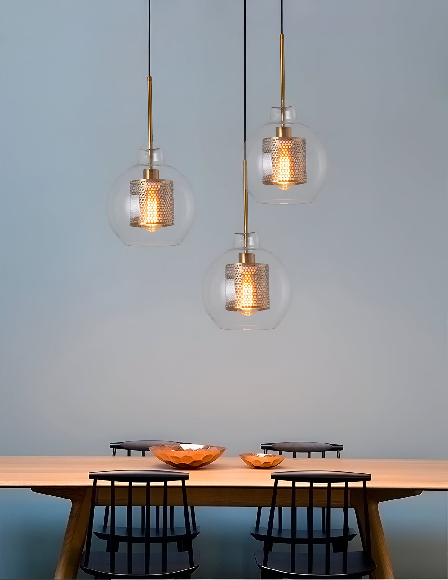 HiveGlim - geometrische glazen hanglamp met honingraatmotief - vintage loft lighting
