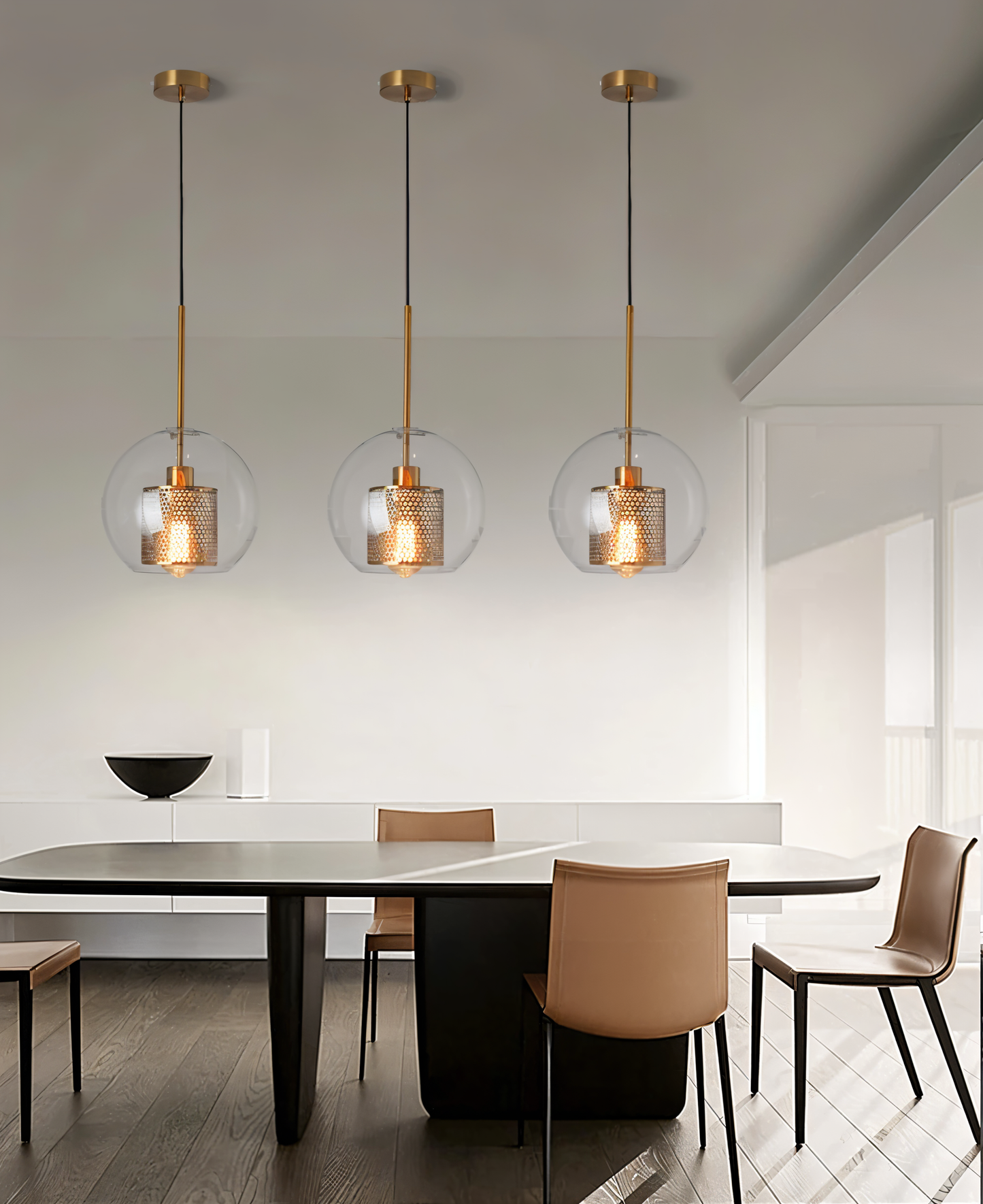 HiveGlim - geometrische glazen hanglamp met honingraatmotief - vintage loft lighting