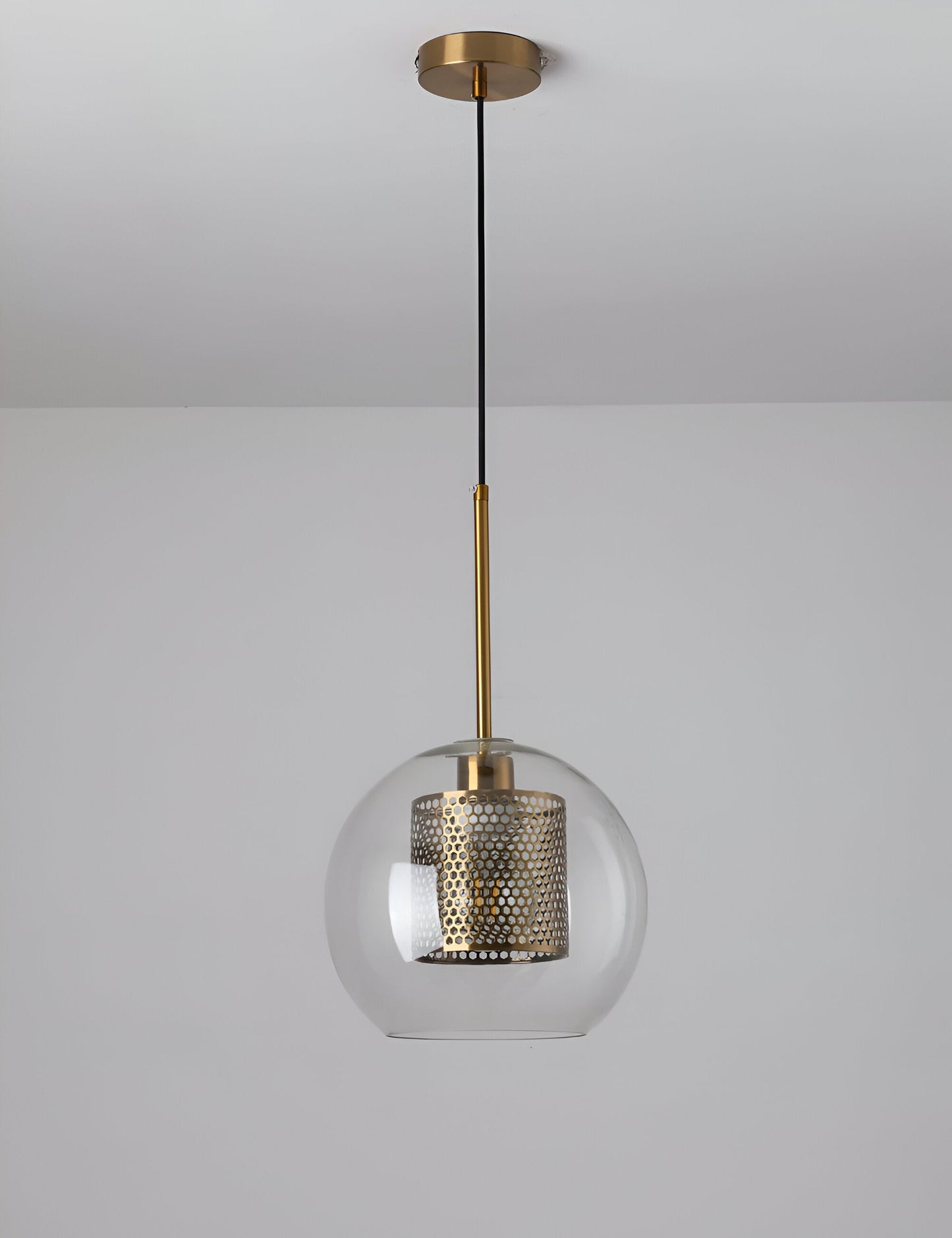 HiveGlim - geometrische glazen hanglamp met honingraatmotief - vintage loft lighting