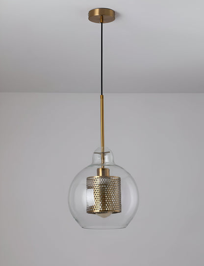 HiveGlim - geometrische glazen hanglamp met honingraatmotief - vintage loft lighting