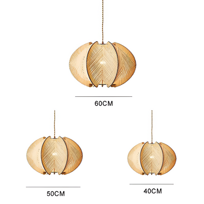 Kirei hanglamp - geometrische hanglamp van henneptouw en hout - wabi sabi verlichting