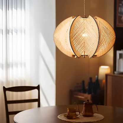 Kirei hanglamp - geometrische hanglamp van henneptouw en hout - wabi sabi verlichting