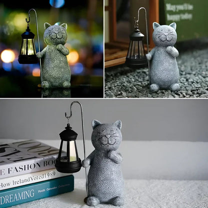 KittyBeam- betoverende lantaarn met kattenbeeld op zonne-energie voor tuinplezier