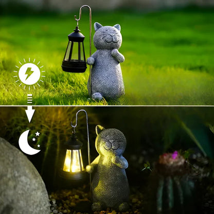 KittyBeam- betoverende lantaarn met kattenbeeld op zonne-energie voor tuinplezier