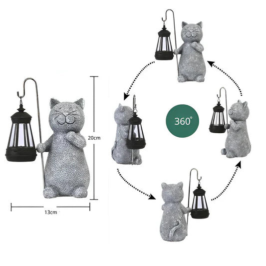 KittyBeam- betoverende lantaarn met kattenbeeld op zonne-energie voor tuinplezier