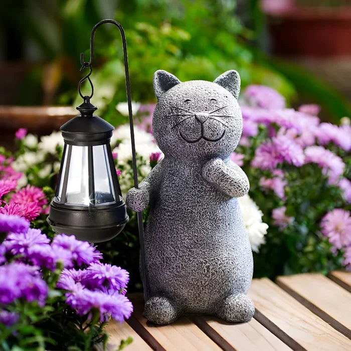 KittyBeam- betoverende lantaarn met kattenbeeld op zonne-energie voor tuinplezier