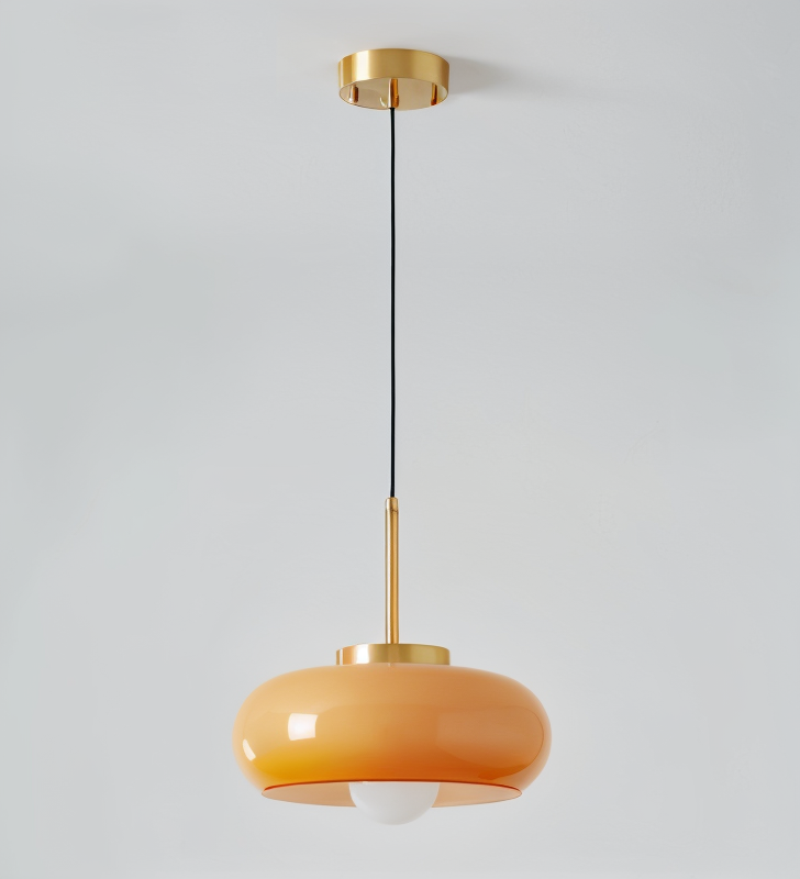 Koperen koepellamp - retro oranje wit bauhaus led hanglamp