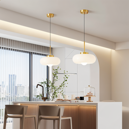 Koperen koepellamp - retro oranje wit bauhaus led hanglamp