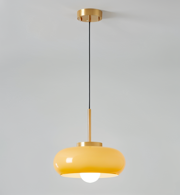 Koperen koepellamp - retro oranje wit bauhaus led hanglamp