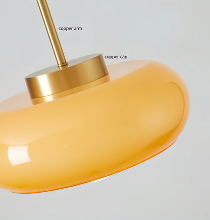 Koperen koepellamp - retro oranje wit bauhaus led hanglamp