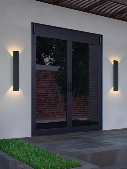 Rechthoekige wandlamp - rechthoekige wandlamp van zwart aluminium voor binnen- en buitentoepassingen