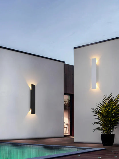 Rechthoekige wandlamp - rechthoekige wandlamp van zwart aluminium voor binnen- en buitentoepassingen