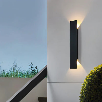 Rechthoekige wandlamp - rechthoekige wandlamp van zwart aluminium voor binnen- en buitentoepassingen