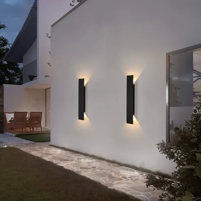 Rechthoekige wandlamp - rechthoekige wandlamp van zwart aluminium voor binnen- en buitentoepassingen
