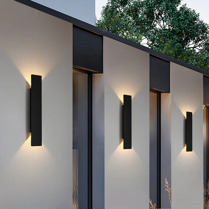 Rechthoekige wandlamp - rechthoekige wandlamp van zwart aluminium voor binnen- en buitentoepassingen
