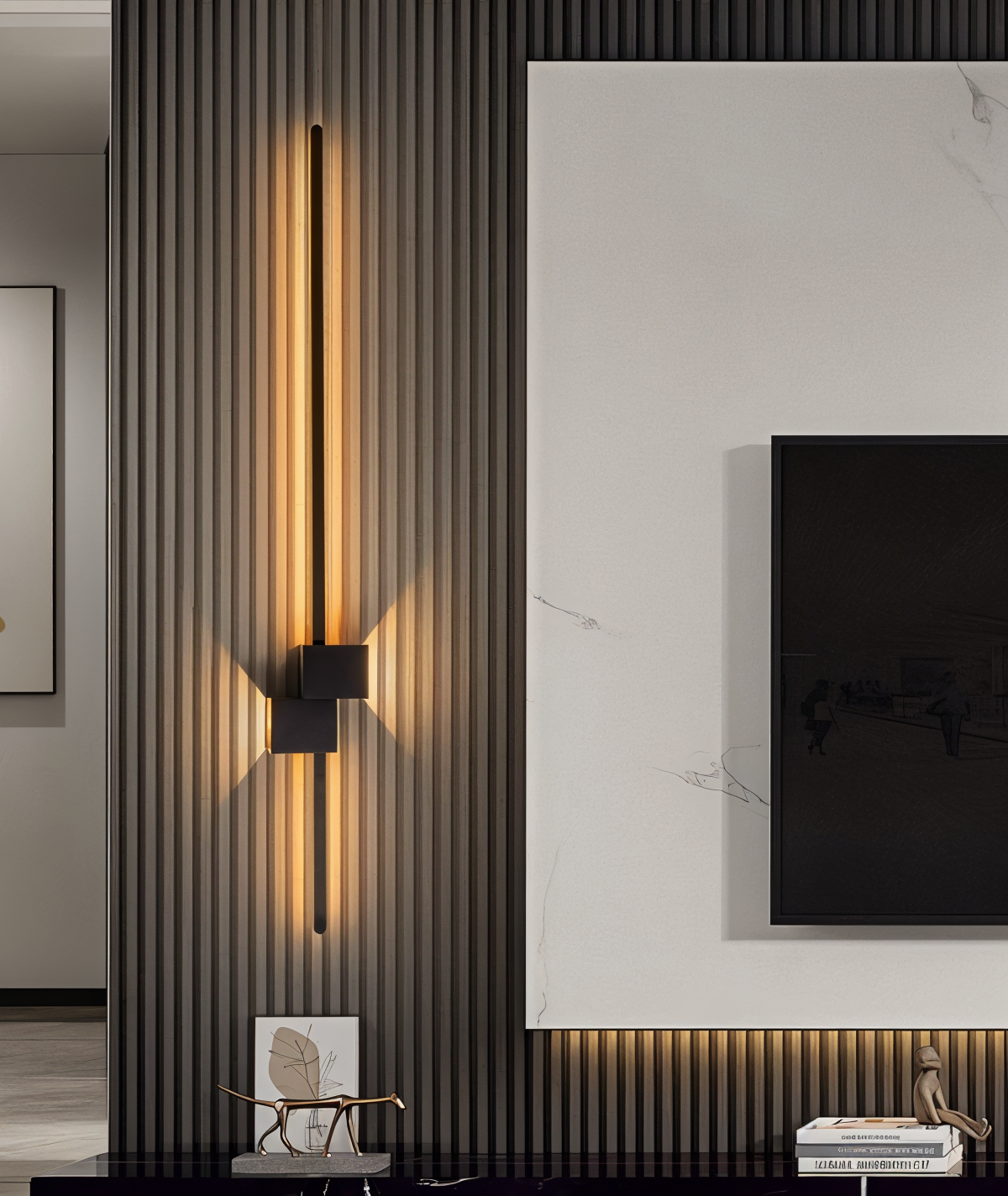 The line wandlamp - minimalistische lange zwarte led wandlamp