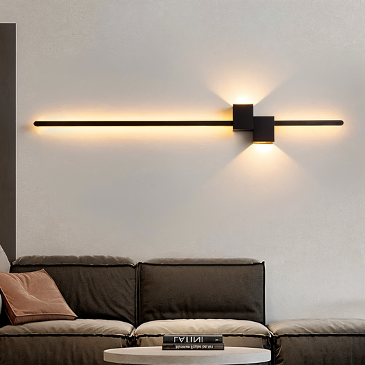The line wandlamp - minimalistische lange zwarte led wandlamp