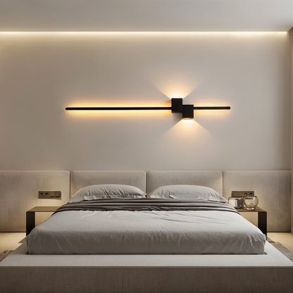 The line wandlamp - minimalistische lange zwarte led wandlamp
