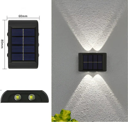 LumiSun wandlamp op zonne-energie - buitenlamp op zonne-energie met twee lichtbundels