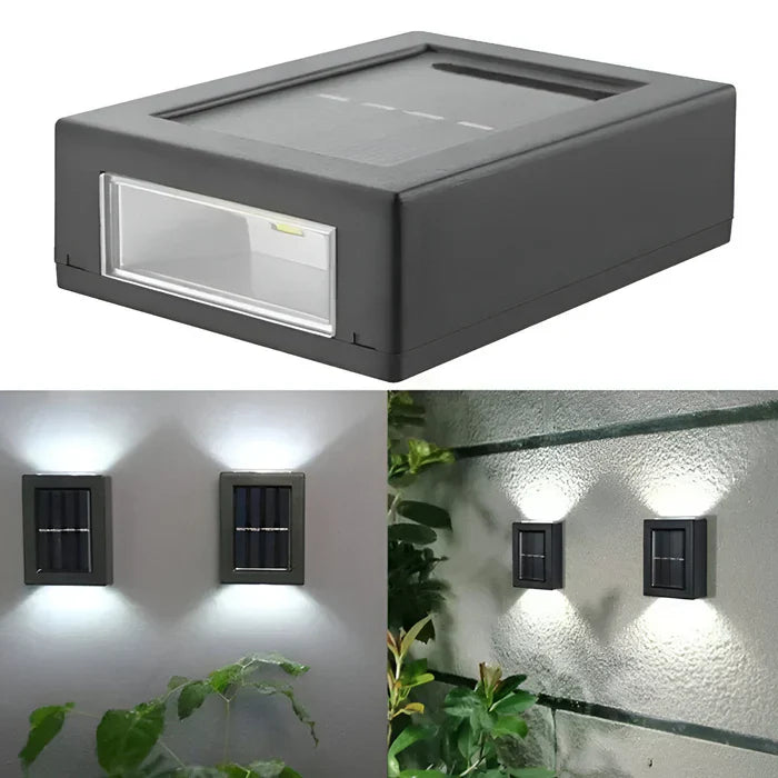 LumiSun wandlamp op zonne-energie - buitenlamp op zonne-energie met twee lichtbundels