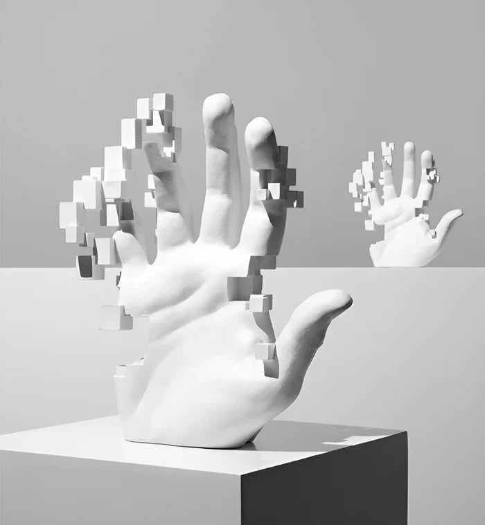 Mozaïek handbeeld - abstract hars glitch handpalm figuur ornament