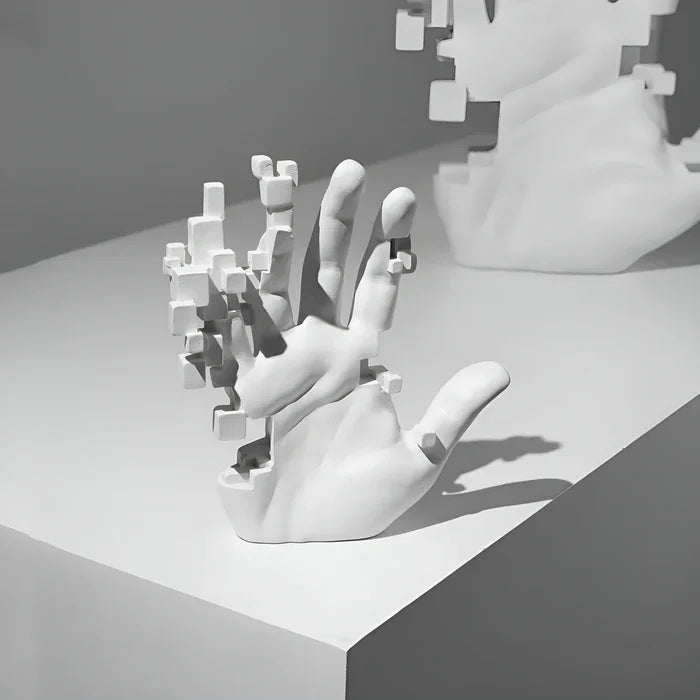 Mozaïek handbeeld - abstract hars glitch handpalm figuur ornament