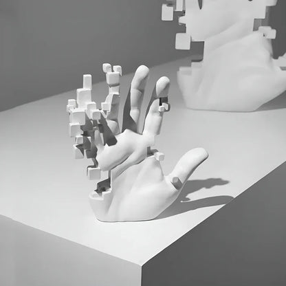 Mozaïek handbeeld - abstract hars glitch handpalm figuur ornament