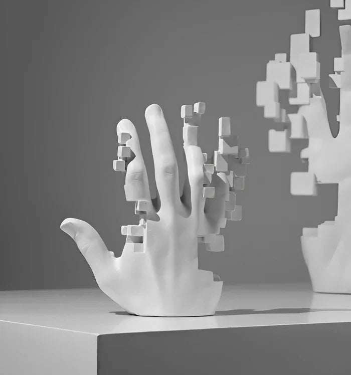 Mozaïek handbeeld - abstract hars glitch handpalm figuur ornament