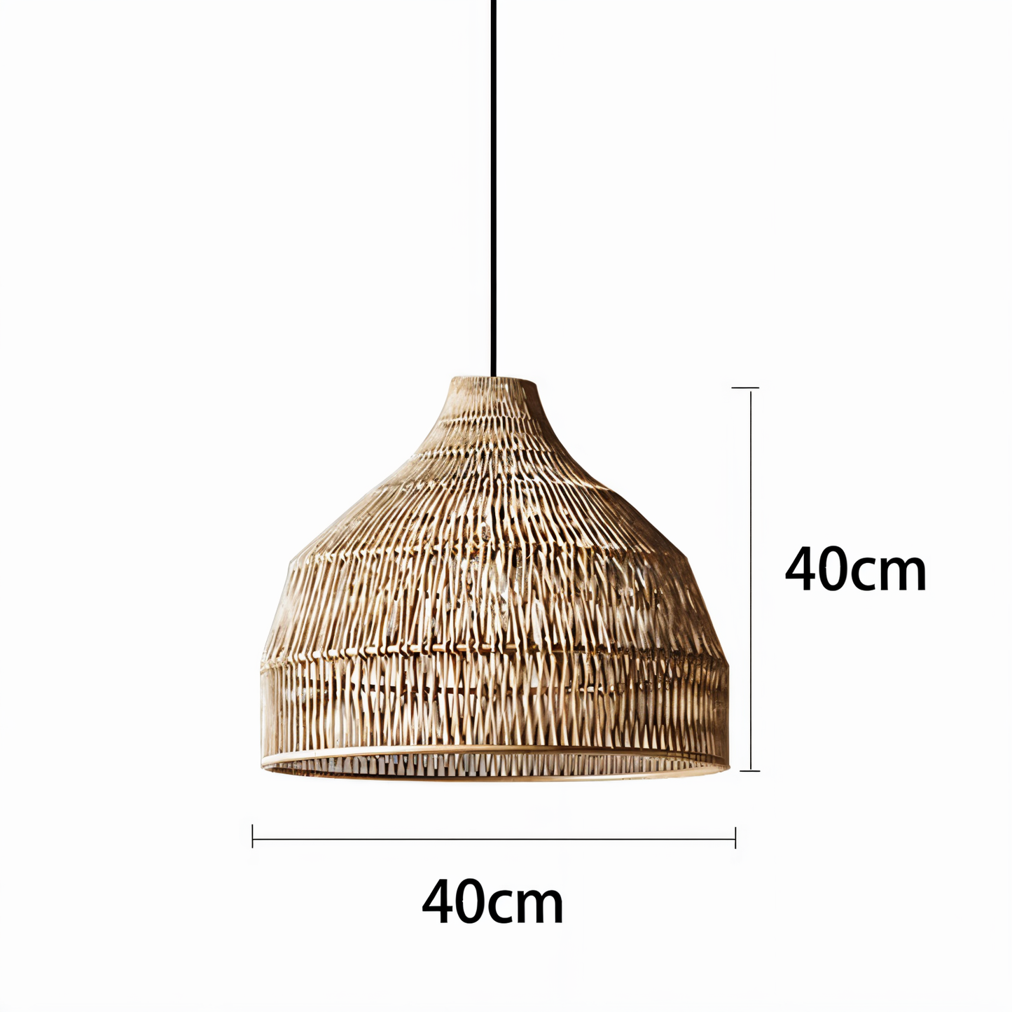 HatWicker hanglamp - hanglamp van bruin-beige kegelvormig rotan - naar beneden gericht licht