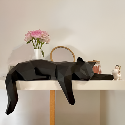OriPurr - artistieke diy zwart wit 3D slapende origami Kat decoratie