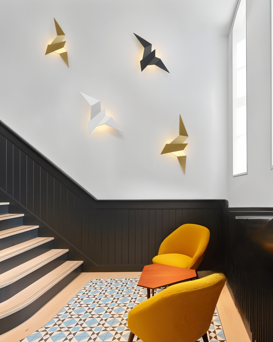 OriTori wandlamp - geometrische origami vogel wandlamp - japanse stijl wandlamp ontwerp