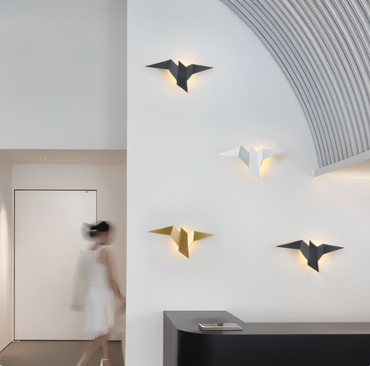 OriTori wandlamp - geometrische origami vogel wandlamp - japanse stijl wandlamp ontwerp
