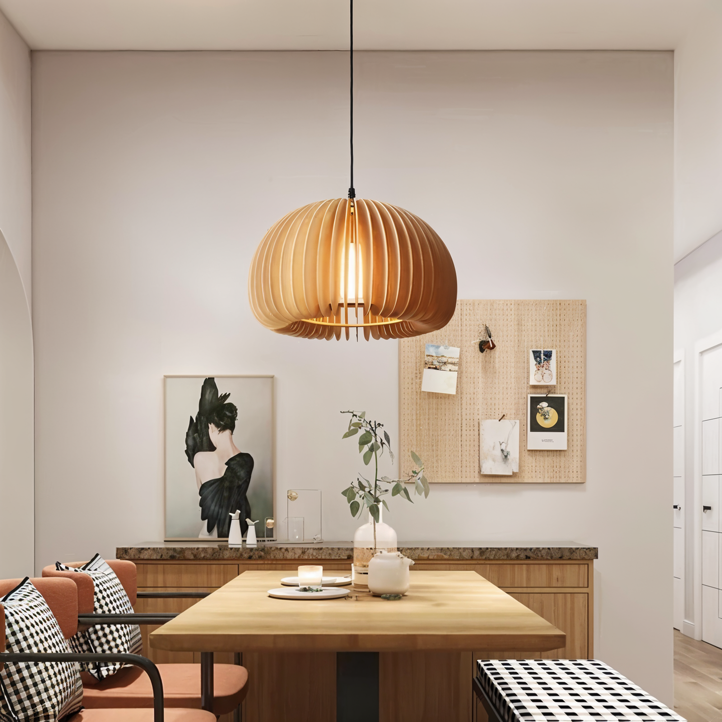 Wooden Dream hanglamp - handgemaakte rustieke houten kunst plafondlampen