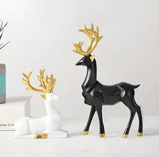 Rendierfiguur - 2-delige rendierdecoratieset van hars