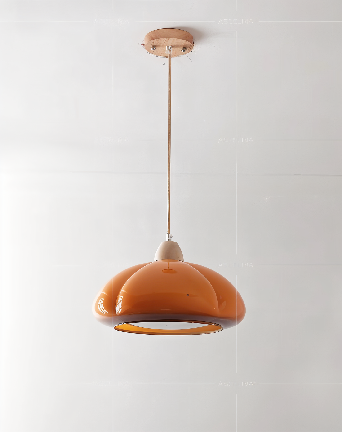 Retro pompoen hanglampen - scandinavische hanglamp van glas en hout
